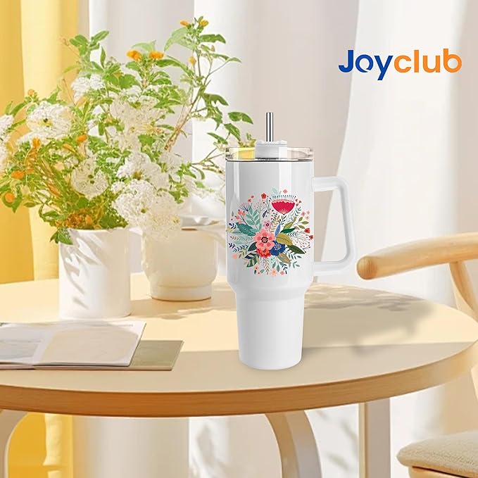 Joyclub 8 Pack 40 OZ Sublimation Tumblers with Handle Blank Insulated Large Tumbler Bulk, Coffee Travel Cups Stainless Steel Travel Mug for Diy Craft Heat Press Print