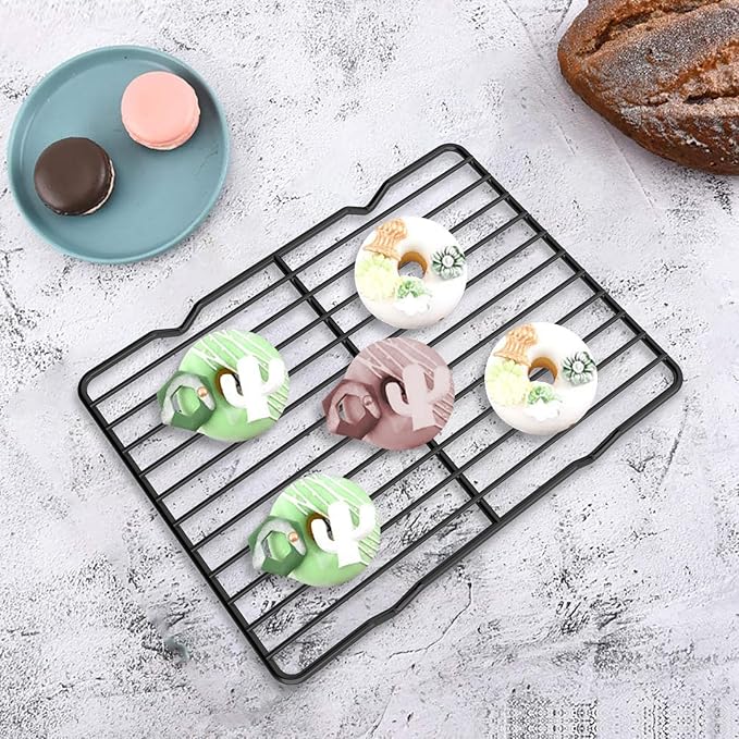 2 Pack Cooling Rack for Baking, 8.3" x 11.4" Stainless Steel Grill Rack, Small Grid Baking Rack for Baking Cooking Roasting Oven (Black)