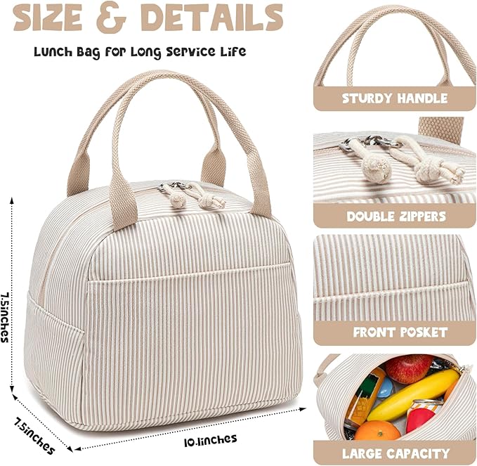 Bluboon Lunch Bag for Women Men Cute Corduroy Lunch Tote Bags Reusable Insulated Lunch Box Large Capacity Reusable Insulated Cooler for Work Picnic or Travel