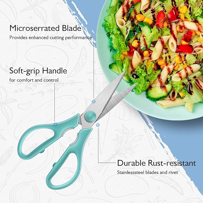 Yellow Kitchen Scissors, Rkqoa Kitchen Shears Set Heavy Duty Cooking Scissor, Dishwasher Safe & Stainless Steel Sharp Utility Scissors for Turkey, Poultry, Chicken, Everyday use
