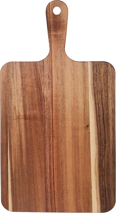 ZeQi 6PCS Small Acacia Wood Cutting Board with Handle 13.7''X7'', Chopping Board, Charcuterie Board, Serving Board for Cheese, Bread, Meat, Vegetables & Fruits (6 Pack Rectangular)