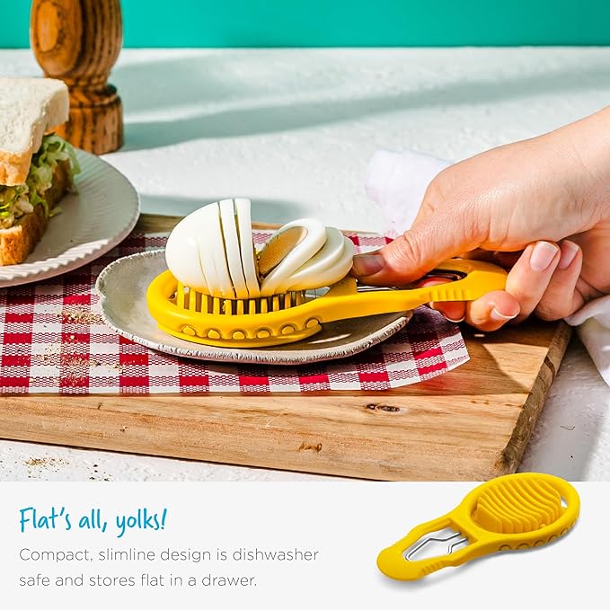 Dreamfarm Eggler 2-In-1 Compact Egg Shell Peeler & Easy Hardboiled Egg Slicer, Shell Cracking, Topping, & Peeling - Yellow