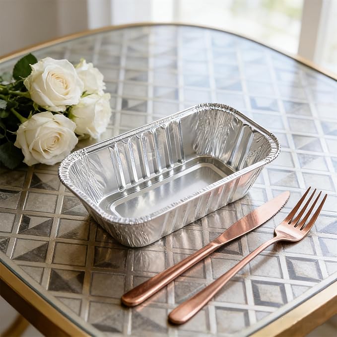 100 Pack 1 Lb Mini Loaf Pans Disposable, 6” x 3.5” x 2” Oven Safe Small Foil Loaf Pans, Aluminum Loaf Pans,Aluminum Foil Bread Tins Pans for Baking Holiday Treats Food Storage and Takeout
