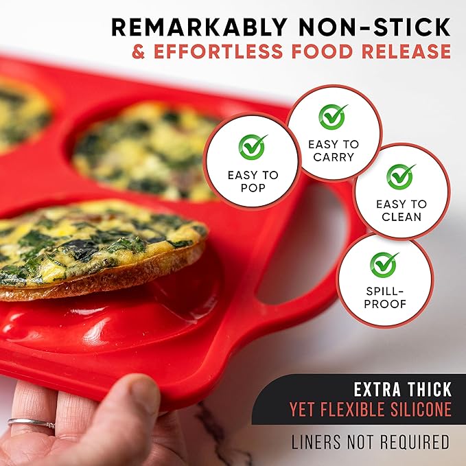 Confetti 4 Inch Jumbo Silicone Muffin Pans for Baking – 6-Cup Nonstick Silicone Cupcake Pan Egg Size – Heavy-Duty Large Cupcake Pan, BPA-Free, Easy-Release, Oven & Dishwasher Safe