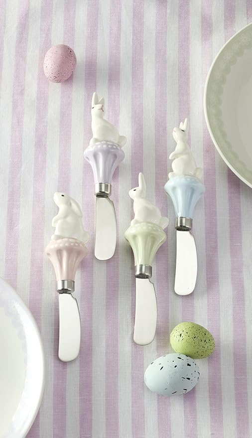 Oneida 898200 Bunny Hop 4-Piece Cheese Spreader Set, MultiColor