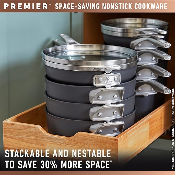Calphalon® Premier™ Space-Saving Hard-Anodized Nonstick 12-Quart Stock Pot with Lid