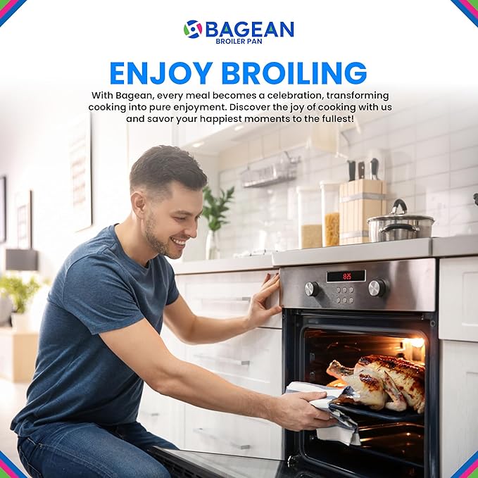 Broiler Pan for Oven Nonstick Ceramic Coated - 16.75” x 12.75” Whirlpool 4396923 Replacement Broiling Pan for Oven With Rack - Broil Ovens High-Temp Safe - Circulates Heat Evenly and Drains Fat