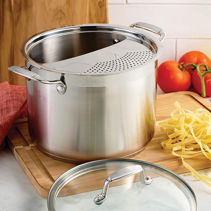 Tramontina Gourmet Stainless Steel 6-Quart Pasta Pot with Lid and Strainer