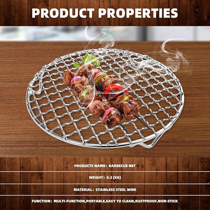 3Pcs Round Cooling Rack, 7.5" 9" 10" Cross Wire Cooling Racks Stainless Steel Barbecue Grill Rack Steamer Rack with 20mm Legs and Lifting Handle for Cooking Baking Steaming BBQ Air Fryer Pot
