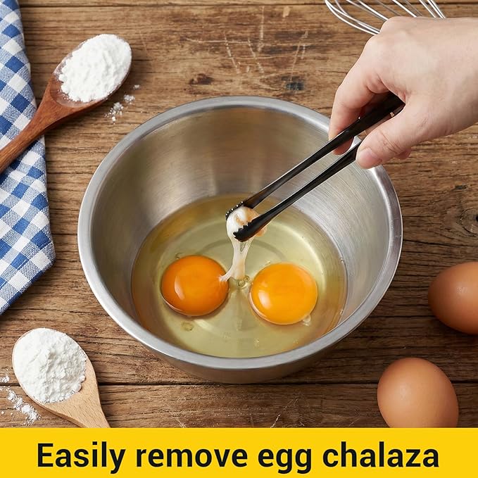 Stainless Steel Egg Chalaza Removal Tool, Toothed Eggshell Fragment Membrane Remover Kitchen Tongs, Multipurpose Egg Chalazae Tool for Cooking Baking Professional Chefs