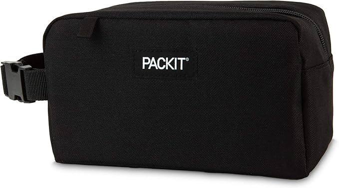 PackIt Freezable Snack Box, Black, Built with EcoFreeze Technology, Collapsible, Reusable, Zip Closure with Buckle Handle, Designed For Work Snacks, Fresh Snacks On the Go, Adults, and All Ages