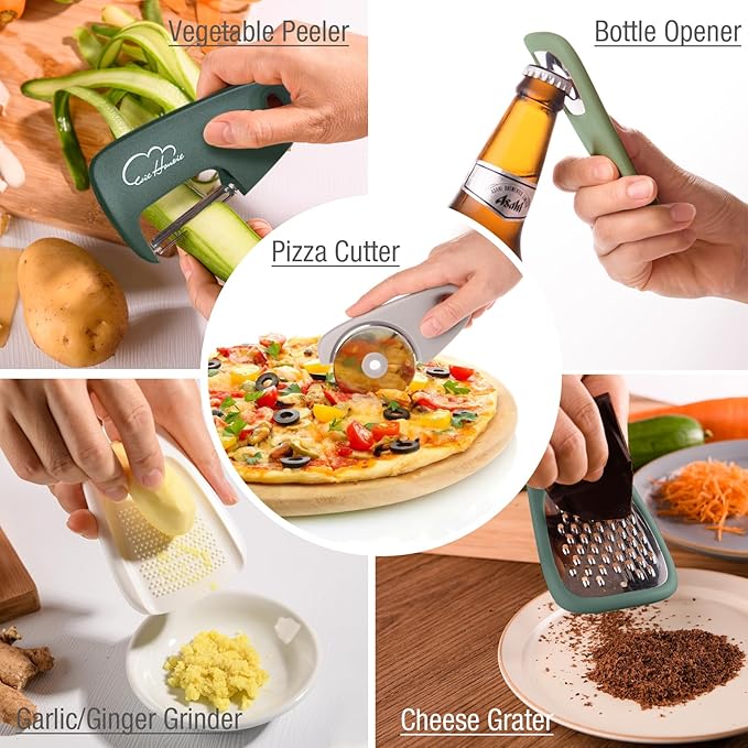 Kitchen Gadgets Set 13 Piece, Space Saving Cooking Tools Includes Collapsible Measuring Cups Measuring Spoons and Stackable Kitchen Gadgets for Small Space, RV Essentials Camper Accessories