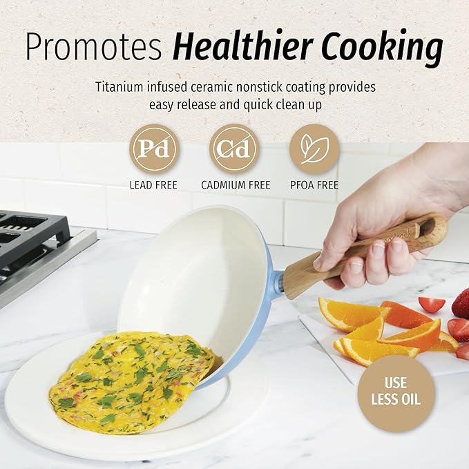 GoodCook Healthy Ceramic Titanium-Infused 2 Quart Saucepan with Lid, Light Blue – Induction Cookware, Nonstick Cooking Pan, Food Cooker for Soups, Sauces, Potatoes, Pasta, Rice
