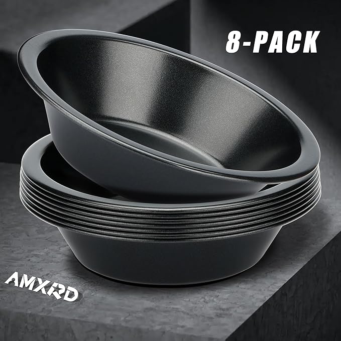 5 inch Mini Pie Pans, 8-Piece Small Round Cake Pan, Reusable Nonstick Carbon Steel Pie Tins for Oven and Instant Pot Baking