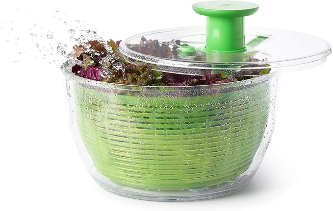OXO Good Grips Salad Spinner - Large, Green Lettuce & Fruit Washer, BPA-Free, Easy One-Hand Pump (Pack of 4)