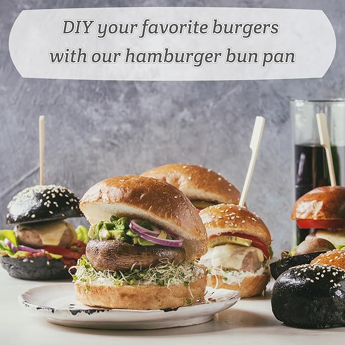 Hamburger Bun Pan, Non-Stick Food Grade Silicone Bread Loaf Pan, 8 Cavity Perforated Hamburger Bun Mold Bread pans for Homemade Bread Buns