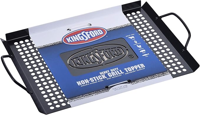 Kingsford Heavy Duty Non-Stick Grill Topper, Non-Stick, Rust Resistant Pan with Handles, Easy to Use BBQ, Grill-Accessories (Pack of 6)
