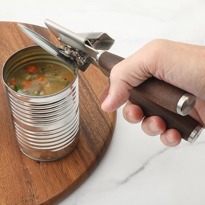 Sur La Table Kitchen Essential Walnut & Co. Stainless Steel W/Walnut Handle Heavy Duty Can Opener and Bottle Opener