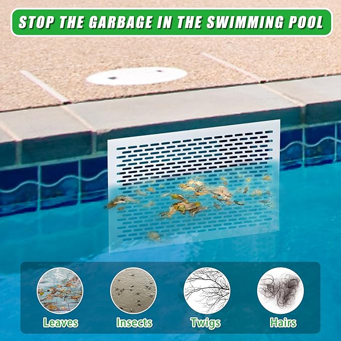 Skimmer Guard Kit Pool Skimmer Net Leaf Skimmer Catcher Shield Protective Spring Action Net System Leaf Protection Debris Prevent Blockage Easy Assembly Durable White