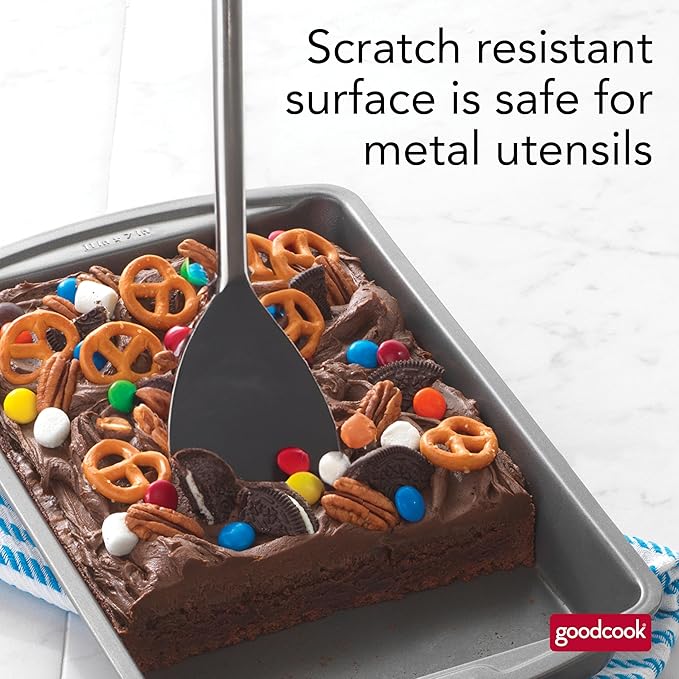 GoodCook 11 x 7 In Nonstick Steel Cake Baking Pan, Brownies, Biscuits, and Cake, Gray