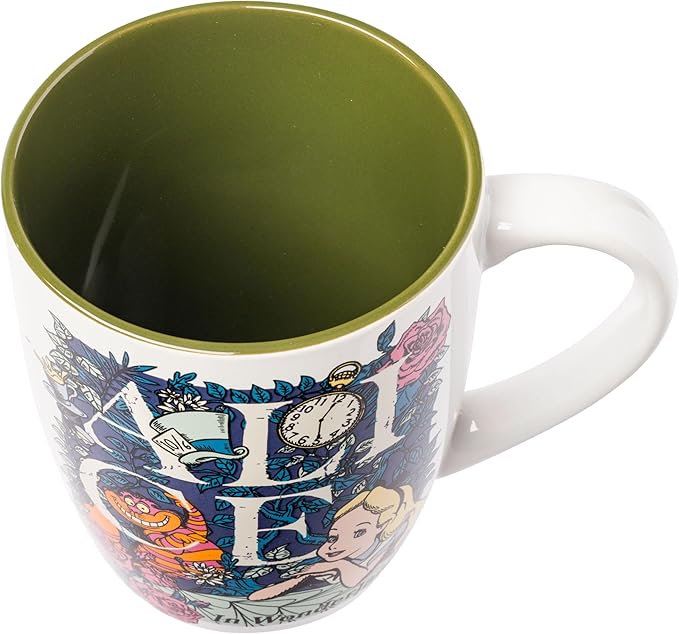 Silver Buffalo Disney Alice in Wonderland Featuring Alice and the Cheshire Cat Ceramic Mug, 25 Ounces