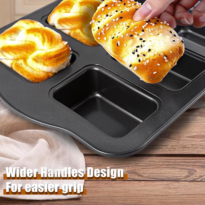 Carbon Steel Mini Loaf Pans 2 Pack, 8x2 Non-Stick Square Small Cornbread Loaf Pan for Baking Bread Banana & Brownies
