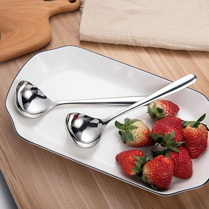 IMEEA 8-Inch Small Ladles for Serving Sauce SUS304 Stainless Steel Gravy Ladle Soup Spoon, Set of 4