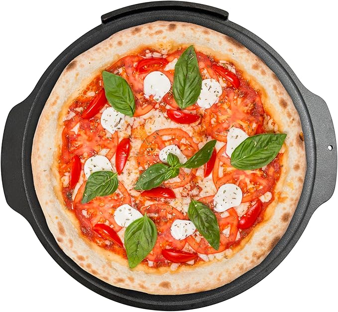 Outset Cast Iron Grill Pizza Pan, 18" Pizza Stone For Oven and Grill