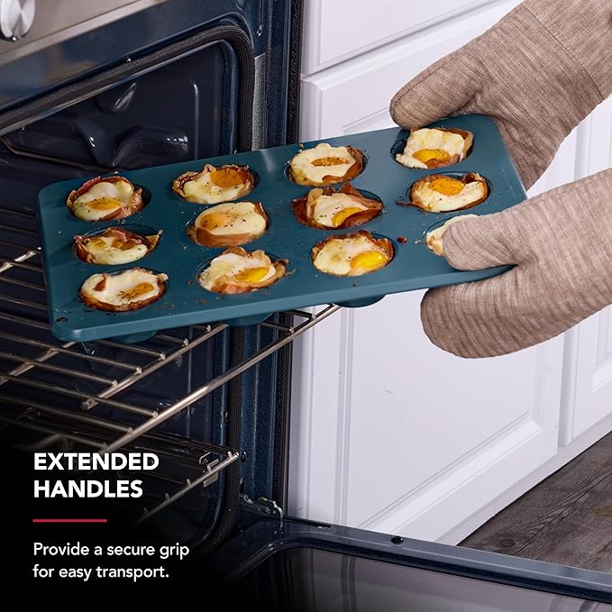 KitchenAid Nonstick Swiss Engineered Aluminized Steel Muffin Pan, Dishwasher Safe, Agave, 12 Cup