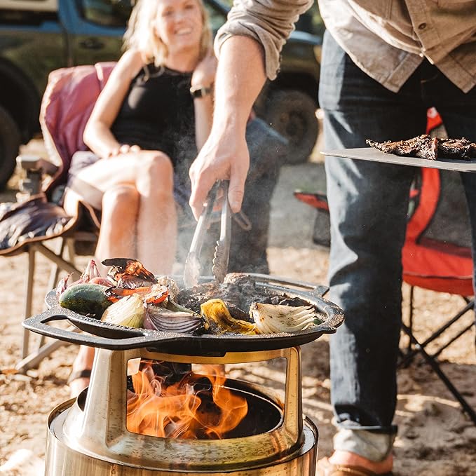 Solo Stove Large Cast Iron Griddle Top, Cookware for Bonfire and Yukon fire pit, Fireplace accessory, Cooking surface: 17.75", Weight: 16.5 lbs