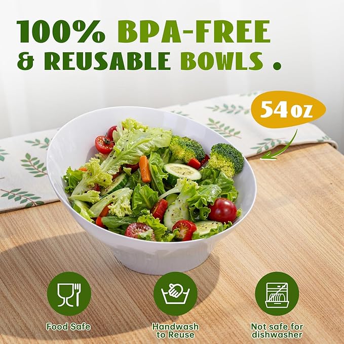 Liacere 16 Pack White Plastic Serving Bowls - 20 OZ Snack Bowl - Disposable Bowl Angled Party Table Salad and Fruit Bowl Small Serving Bowls for Chip&Candy, Ideal for Wedding & Christmas & New Year