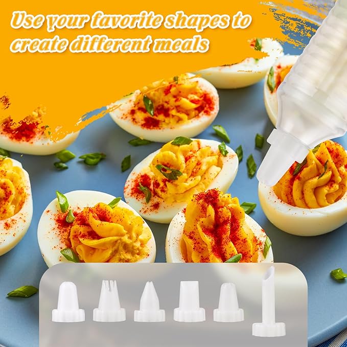 2-Layer Deviled Egg Container With Lid, 36 Slots Egg Tray Carrier With Handle and Injector Piping Tool, Portable Storage Platter for Party Picnic Travel (Orange)