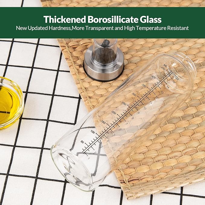 hotder Oil Bottles, Olive Oil Dispenser, Oil Dispenser Bottles, Oil Dispenser, Oil Dispenser Bottle for Kitchen, Glass Oil Bottle 500ml, Easy Refill & Cleaning Non-Drip Spout (450ML)
