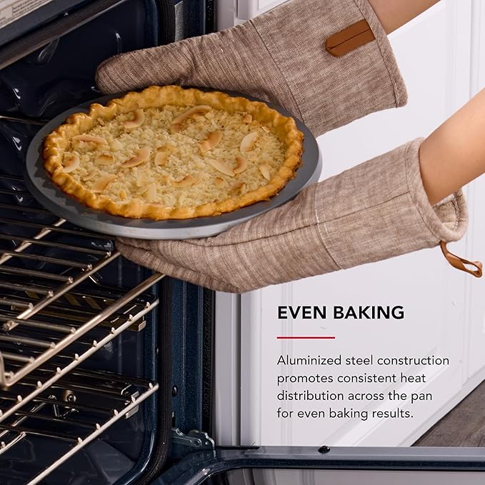 KitchenAid Nonstick Swiss Engineered Aluminized Steel Pie Plate, Dishwasher Safe, Contour Silver, 9 Inch