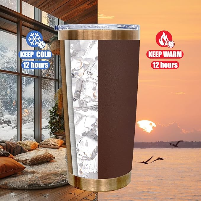 20 oz Tumbler Bulk 12 Pack Stainless Steel Tumblers with Lids and Straws, Double Wall Vacuum Insulated Travel Coffee Mug for Laser Engrave, Powder Coated Cups for Hot and Cold Drinks (Brown,12 pack)