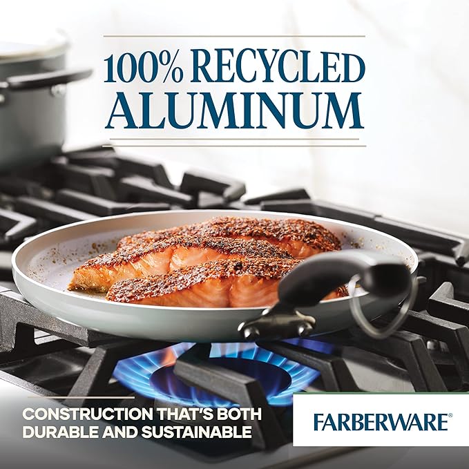 Farberware EcoAdvantage Ceramic Nonstick Griddle/Grill Pan, 11.25 Inch - Gray
