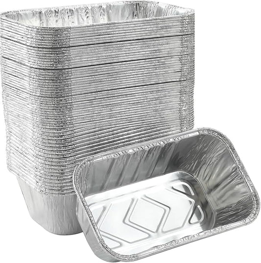 (50 Pack) 1Lb mini Loaf Pans Heavy Duty Disposable Aluminum Foil Bread Tins Standard Size 6" X 3.5" X 2.5" Oven Safe Sturdy Small Bread Tin Pans 1 Pound Loaf Pans