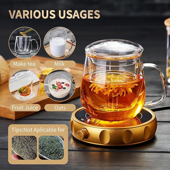 Large Glass Tea Cup, 34 oz Borosilicate Glass Tea Mug with Infuser and Lid, 1000ML Clear Tea Cups for Brewing Scented Tea and Tea Bag.