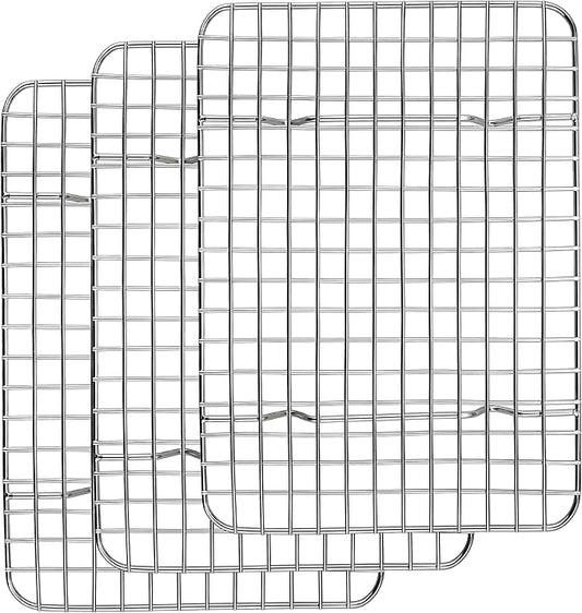 Homikit 3 Pack Cooling Rack Set, 12" x 9" Stainless Steel Baking Rack for Bacon Bread Pizza, Metal Wire Oven Racks for Cooking Roasting Fit Quarter Sheet Pan, Rust Free & Dishwasher Safe
