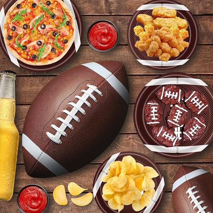 40pcs Football Party Paper Plates Set Disposable Sports Party Food Dinner Dessert Plate Birthday Tableware Decorations Favors, Including 20pcs 9" and 20pcs 7" Plates for Football Theme Plate