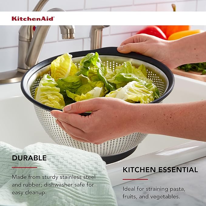 KitchenAid Stainless Steel Colander, 5 Quart, Black