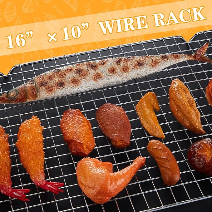 meekoo 8 Pieces Cooling Rack for Baking Cookie Cooling Wire Racks 16 x 10 Inches Cookie Rack Nonstick Baking and Cooling Grid for Cooking, Roasting, Grilling, Drying, Oven and Dishwasher Safe