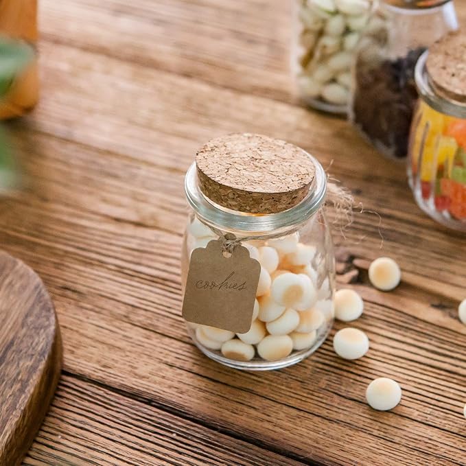 Brajttt Glass Mini Yogurt Jars 40 Pack, 7 oz Favor Jars With Cork Lids, Pudding Containers, Mason Wedding Favors Honey Pot With Label Tags and String