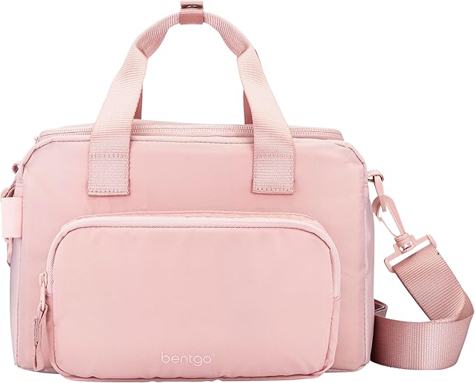 Bentgo Insulated Lunch Bag – Extra-Large Capacity Adult Lunch Bag with Shoulder Strap and External Storage Compartment, Durable, Lightweight, Ideal for Work, School, & Meals On the Go (Soft Blush)