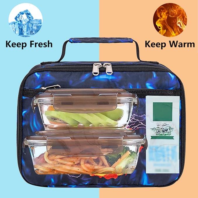 LEDAOU Lunch Box Kids Insulated Lunch Bag Boys Girls Toddler Reusable Lunchbox for School Picnic Hiking