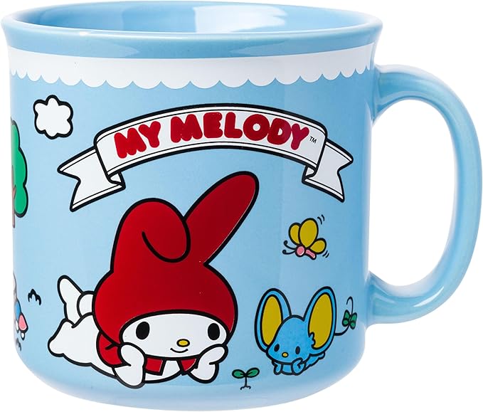 Silver Buffalo Sanrio Hello Kitty and Friends My Melody and Flat Ceramic Camper Mug, 20 Ounces