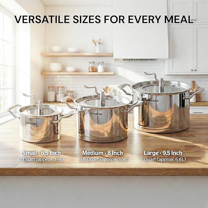 Sunhouse Stockpot (COOKWARE SET, 2-Quart, 3.5-Quart, 7-Quart)