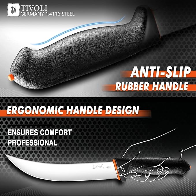 TIVOLI Slicing Knife 8 Inch - Brisket Knife with Ergonomic Non-Slip Softgrip & German Stainless Steel Razor Sharp Blade for Meat Cutting,Slicing - Gift for Men Women
