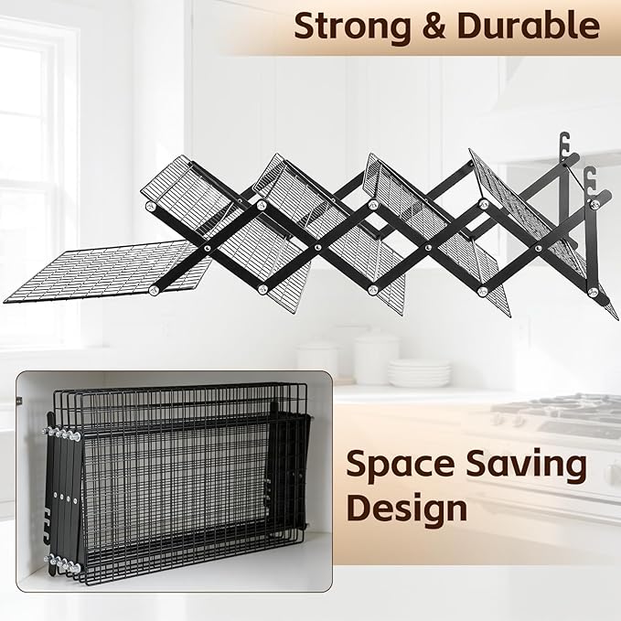 Timeet 5 Tier Upgraded Collapsible Cooling Rack with Adjustable 3 Setting Design, Stackable Baking Rack, Roasting Cooking Drying Wire Cooling Rack for Cookies Baking Roasting ＆ Grilling