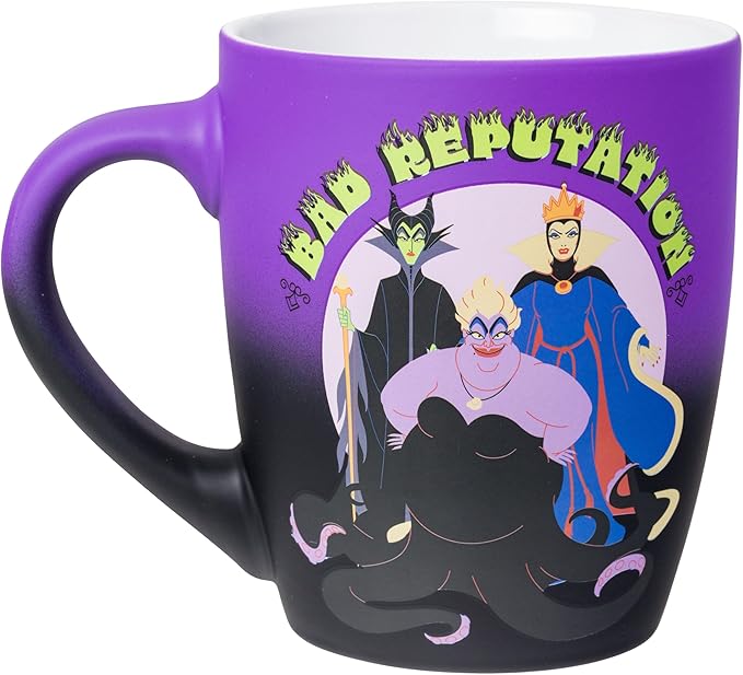 Silver Buffalo Disney Villains Bad Reputation Featuring Maleficent, Ursula, and the Evil Queen Jumbo Ceramic Mug, 25 Ounces